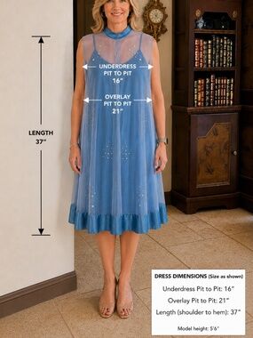 Vintage S Light Blue Lilli Diamond Cocktail Dress Chiffon Sequin Overlay 1960s